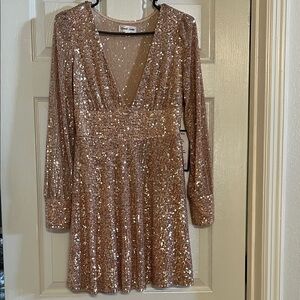 Sequin V-Neck Dress
